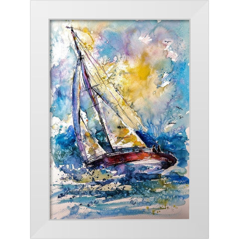 Sailboat in the Wind White Modern Wood Framed Art Print by Kovacs, Anna Brigite
