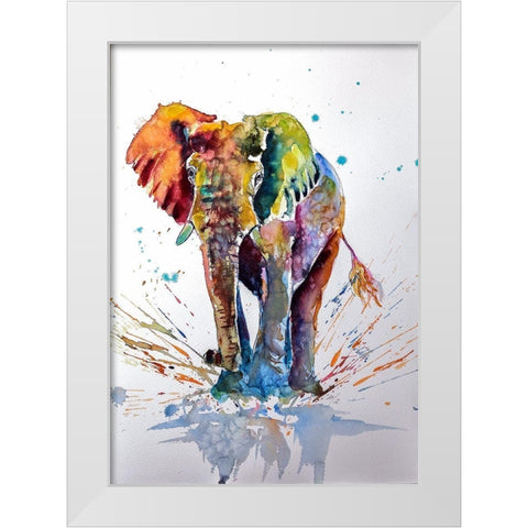 Cute Colorful Elephant White Modern Wood Framed Art Print by Kovacs, Anna Brigite