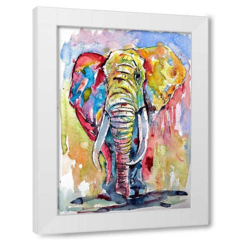 Majestic African Elephant White Modern Wood Framed Art Print by Kovacs, Anna Brigite