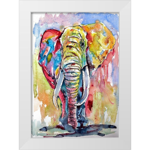 Majestic African Elephant White Modern Wood Framed Art Print by Kovacs, Anna Brigite