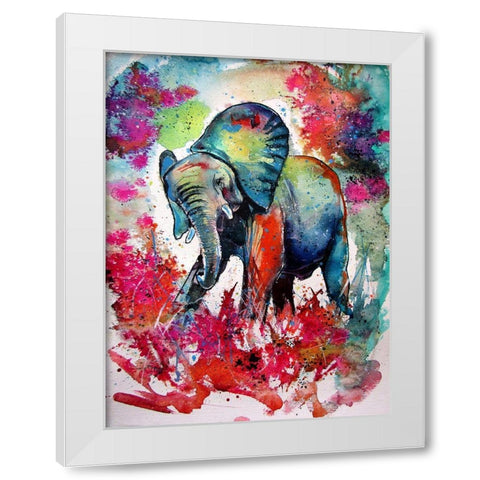 Happy Elephant II White Modern Wood Framed Art Print by Kovacs, Anna Brigite