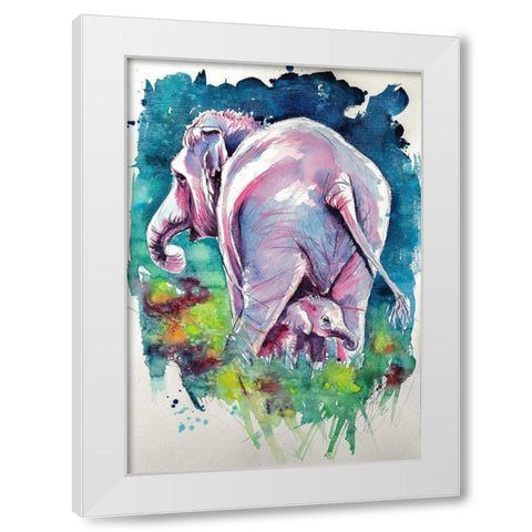 Play With Mommy White Modern Wood Framed Art Print by Kovacs, Anna Brigite