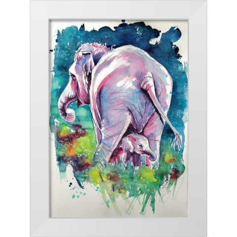 Play With Mommy White Modern Wood Framed Art Print by Kovacs, Anna Brigite