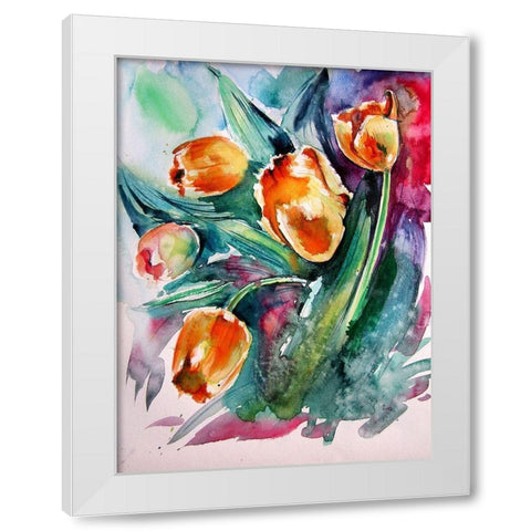 Tulips White Modern Wood Framed Art Print by Kovacs, Anna Brigite