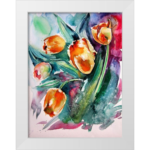 Tulips White Modern Wood Framed Art Print by Kovacs, Anna Brigite