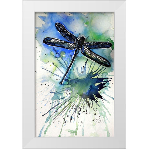 Dragonfly White Modern Wood Framed Art Print by Kovacs, Anna Brigite