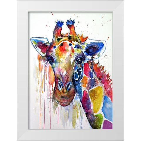 Smiling Giraffe White Modern Wood Framed Art Print by Kovacs, Anna Brigite