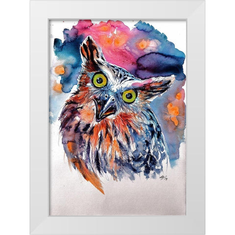 Owl White Modern Wood Framed Art Print by Kovacs, Anna Brigite