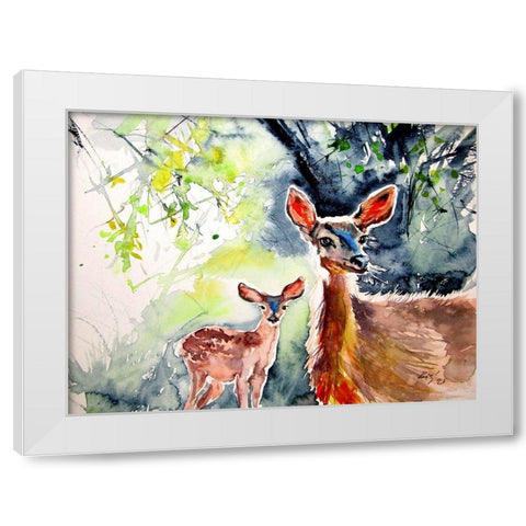 Deer in the Sun II White Modern Wood Framed Art Print by Kovacs, Anna Brigite