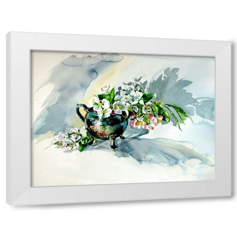 Still Life with Floral White Modern Wood Framed Art Print by Kovacs, Anna Brigite