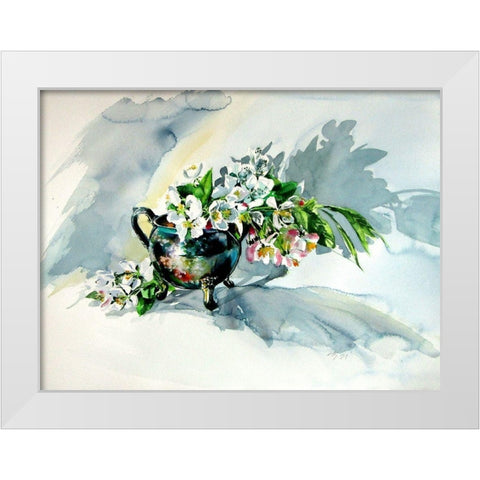 Still Life with Floral White Modern Wood Framed Art Print by Kovacs, Anna Brigite