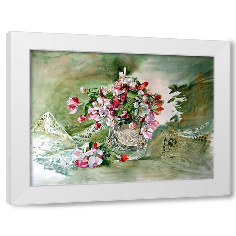 Still Life with Flowering Branch White Modern Wood Framed Art Print by Kovacs, Anna Brigite