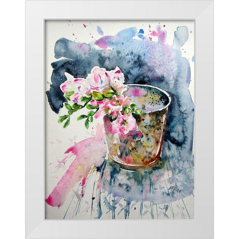 Pink Orchidea White Modern Wood Framed Art Print by Kovacs, Anna Brigite