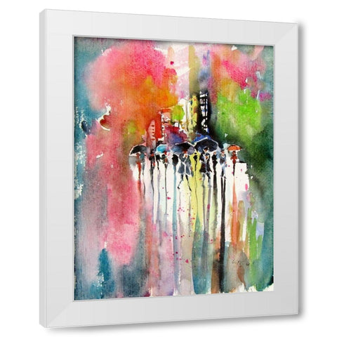 Rain II White Modern Wood Framed Art Print by Kovacs, Anna Brigite