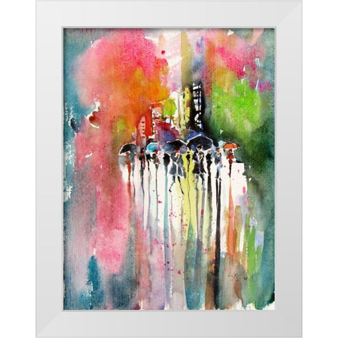 Rain II White Modern Wood Framed Art Print by Kovacs, Anna Brigite