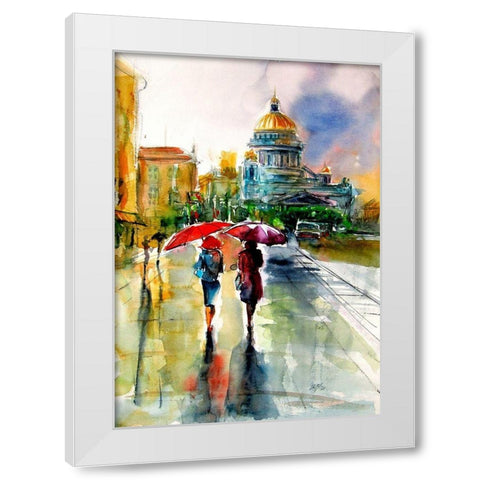 Rainy Days White Modern Wood Framed Art Print by Kovacs, Anna Brigite