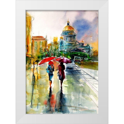 Rainy Days White Modern Wood Framed Art Print by Kovacs, Anna Brigite