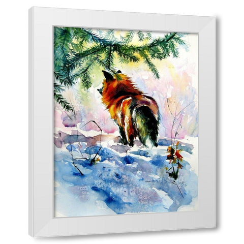 Red Fox White Modern Wood Framed Art Print by Kovacs, Anna Brigite
