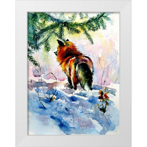 Red Fox White Modern Wood Framed Art Print by Kovacs, Anna Brigite