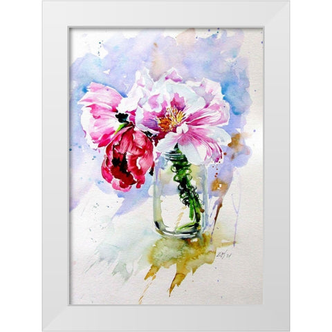 Bouquet of Flowers White Modern Wood Framed Art Print by Kovacs, Anna Brigite