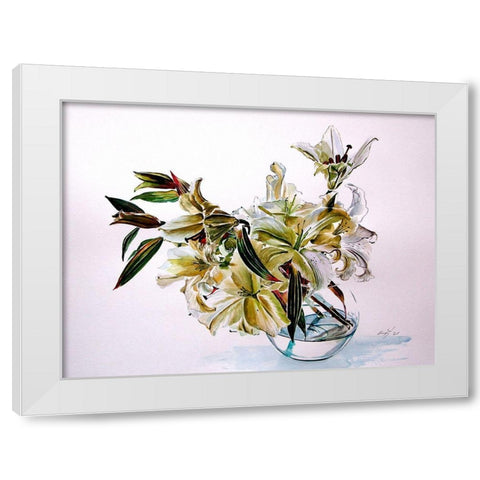 Bouquet of Lilly White Modern Wood Framed Art Print by Kovacs, Anna Brigite