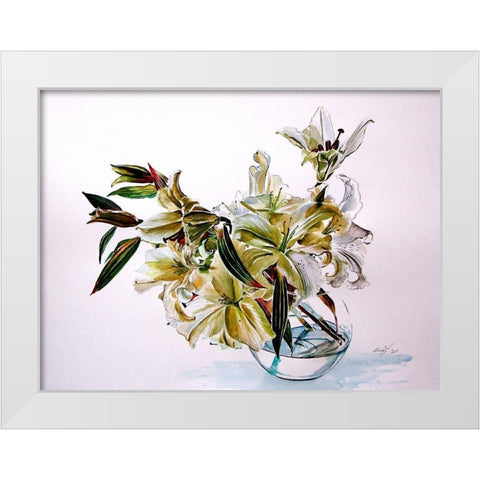 Bouquet of Lilly White Modern Wood Framed Art Print by Kovacs, Anna Brigite