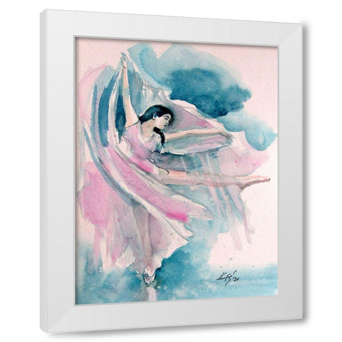 Ballerina in Pink II White Modern Wood Framed Art Print by Kovacs, Anna Brigite