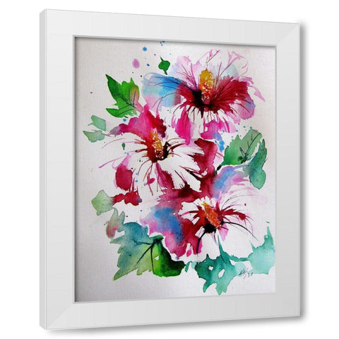 Three Florals White Modern Wood Framed Art Print by Kovacs, Anna Brigite