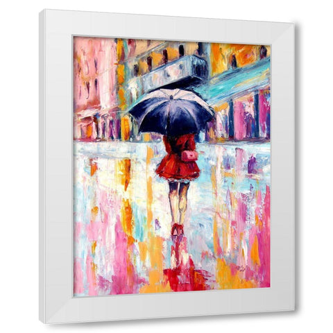 Rainy Day in the City II White Modern Wood Framed Art Print by Kovacs, Anna Brigite