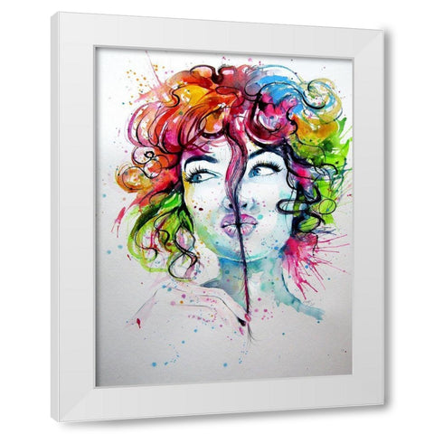 Happy Girl White Modern Wood Framed Art Print by Kovacs, Anna Brigite