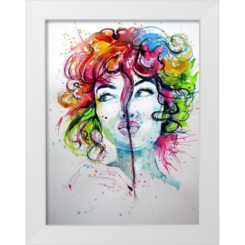 Happy Girl White Modern Wood Framed Art Print by Kovacs, Anna Brigite