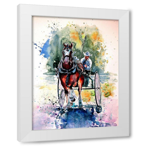 Horse Race White Modern Wood Framed Art Print by Kovacs, Anna Brigite