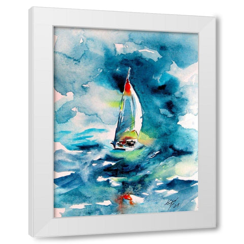 Sail Boat White Modern Wood Framed Art Print by Kovacs, Anna Brigite