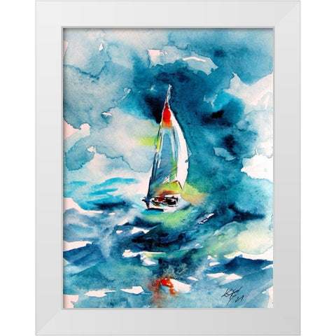 Sail Boat White Modern Wood Framed Art Print by Kovacs, Anna Brigite