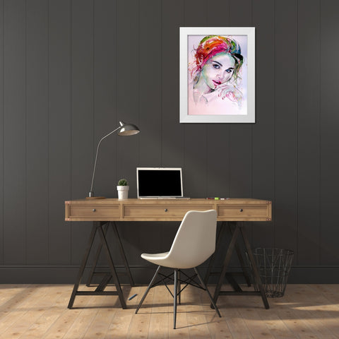 Charming Girl III White Modern Wood Framed Art Print by Kovacs, Anna Brigite