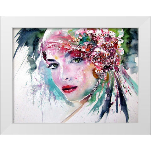 Hungarian Beauty Girl White Modern Wood Framed Art Print by Kovacs, Anna Brigite