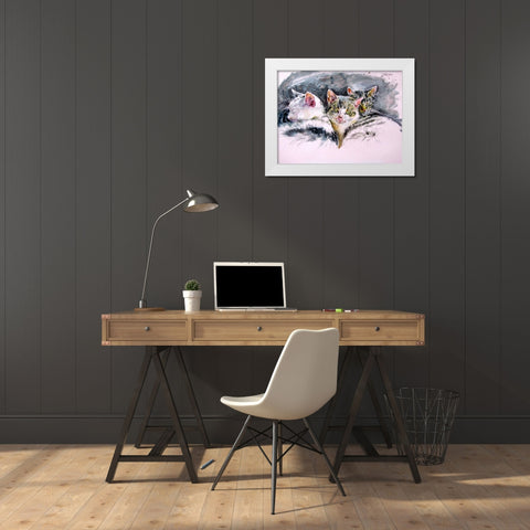Our Cats White Modern Wood Framed Art Print by Kovacs, Anna Brigite