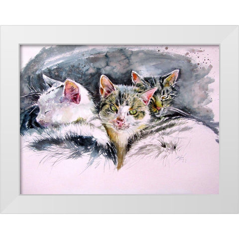 Our Cats White Modern Wood Framed Art Print by Kovacs, Anna Brigite