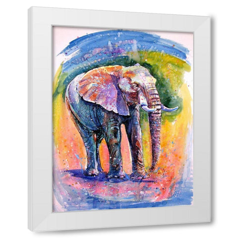 Elephant by the Water White Modern Wood Framed Art Print by Kovacs, Anna Brigite