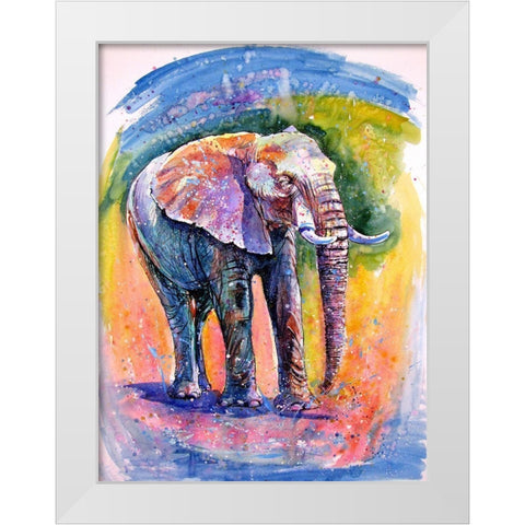 Elephant by the Water White Modern Wood Framed Art Print by Kovacs, Anna Brigite