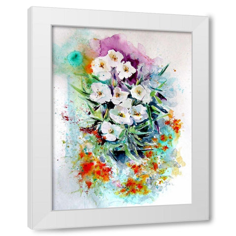 White Flowers White Modern Wood Framed Art Print by Kovacs, Anna Brigite