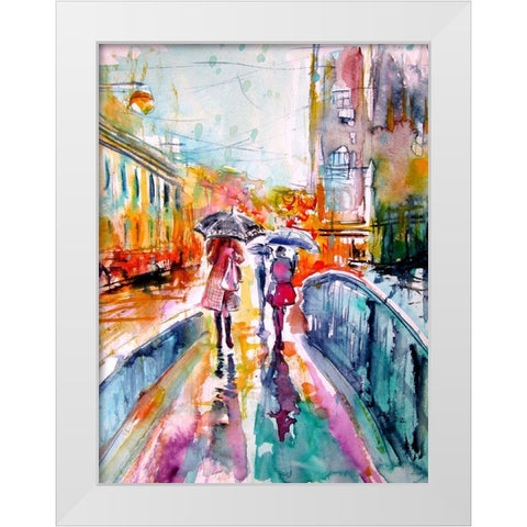 Rain in the City White Modern Wood Framed Art Print by Kovacs, Anna Brigite