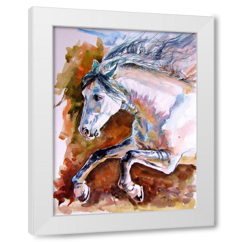 Running Horse II White Modern Wood Framed Art Print by Kovacs, Anna Brigite