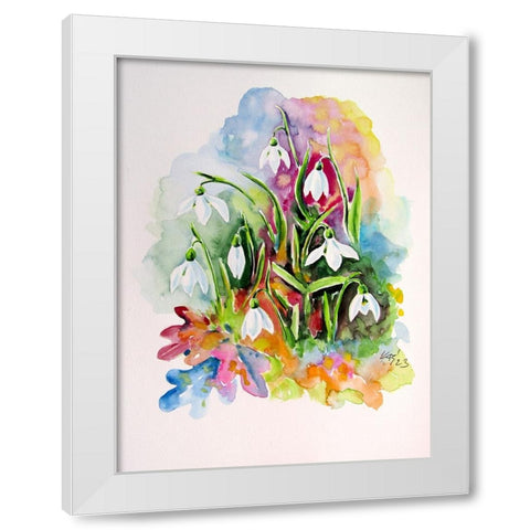 Snowdrops I White Modern Wood Framed Art Print by Kovacs, Anna Brigite