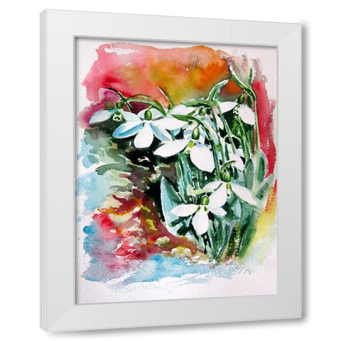 Snowdrops II White Modern Wood Framed Art Print by Kovacs, Anna Brigite