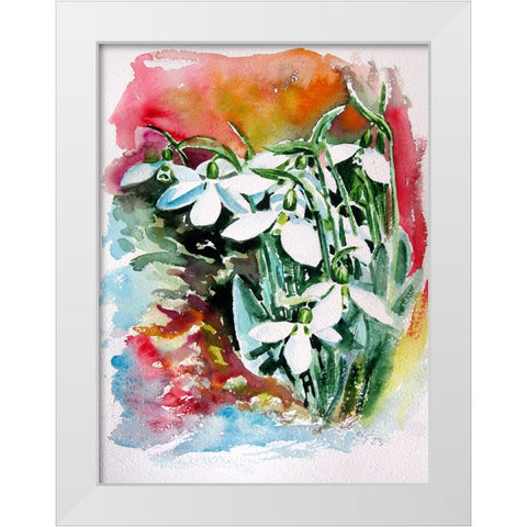 Snowdrops II White Modern Wood Framed Art Print by Kovacs, Anna Brigite