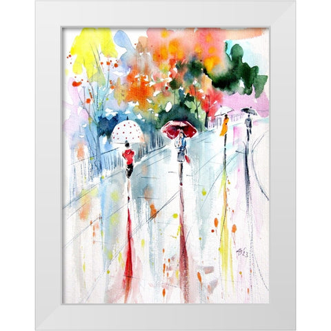 Walking Peoples I White Modern Wood Framed Art Print by Kovacs, Anna Brigite
