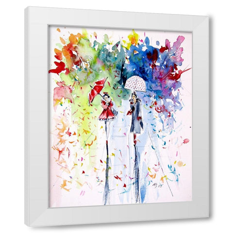 Walking Peoples II White Modern Wood Framed Art Print by Kovacs, Anna Brigite