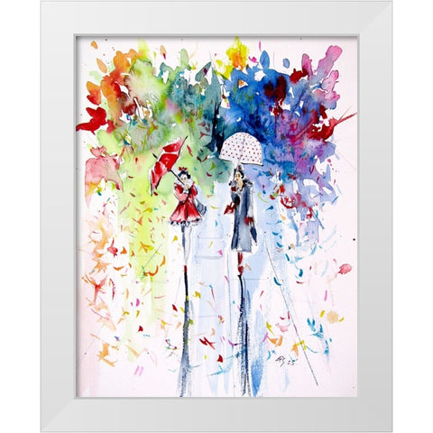 Walking Peoples II White Modern Wood Framed Art Print by Kovacs, Anna Brigite
