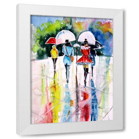 Walking Peoples III White Modern Wood Framed Art Print by Kovacs, Anna Brigite